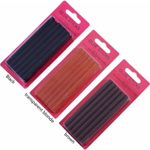 12pcs/lot 0.7*10 cm Keratin Glue Sticks,fusion glue, brown, blonde, black and transparent blonde, 3 colors in stock optional