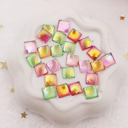 200pcs mix AB resin shiny 6mm mini shell square gem Flatback rhinestone applique DIY Wedding scrapbook ornament craft SF599