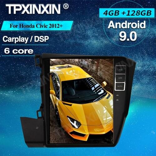 4+128G Wireless Carplay For Honda Civic 2012+ Android Radio Multimedia Car Audio Stereo Player Cassette Recorder GPS Navigation