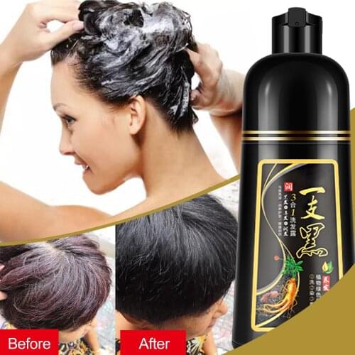 500ml Permanent Black Hair Shampoo Natural Ginger Coloring Dye Fast Hair Dye Shampoo Plant Essence Black Hair Color Dye Shampoo