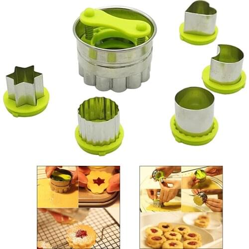 6Pcs/set Stainless Steel Cutters Kitchen Gadgets Cook Tools Fruit Cutting Star Heart Shape Vegetables Cutter