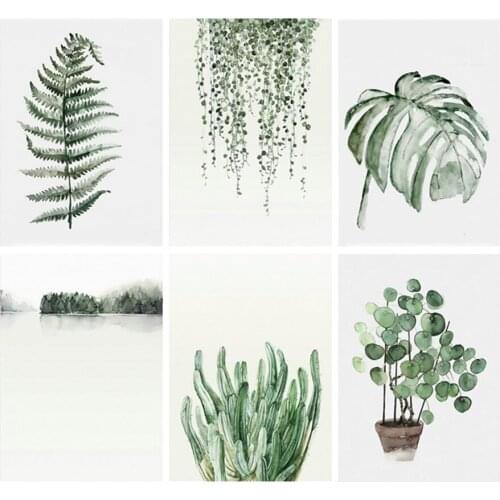 Diamond Embroidery Green Leaves Plants Landscape Rhinestone Mosaic DIY 5D Diamond Painting by Number,Cross Stitch,Hallowmas Gift