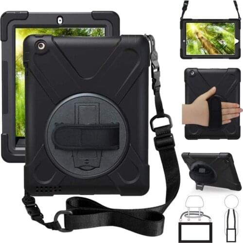 Case For iPad 2 3 4 2012,Heavy Duty Army Shockproof Kids Cover for iPad 2 iPad 3 iPad 4 9.7 Kickstand Handle Shoulder Strap Case