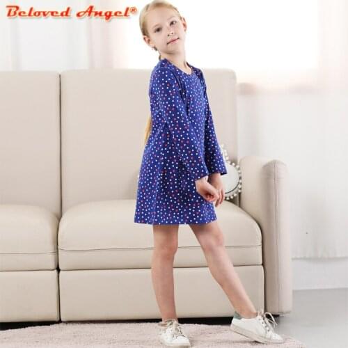 Girls Dress Children Kids Dot Floral Flower Print Kids Dresses Girls Cute Cotton Clothes Long Sleeve Girl Costumes Kids Dress