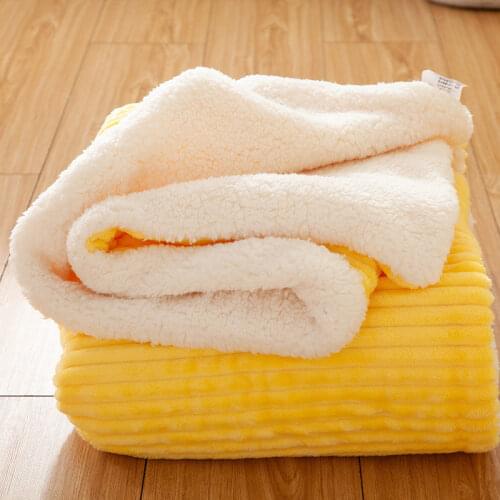 Coral Fleece and Lamb Wool Double Layer Blankets and Throws Office Nap Throw Double King Size Thicken Soft Smooth Plush Blanket