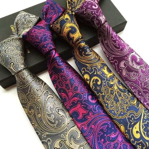 Jbersee Mens Tie 8cm Jacquard Woven Mens Ties Paisley NeckTie Wedding Dress Formal Business Tie Slim Gravatas LD8061