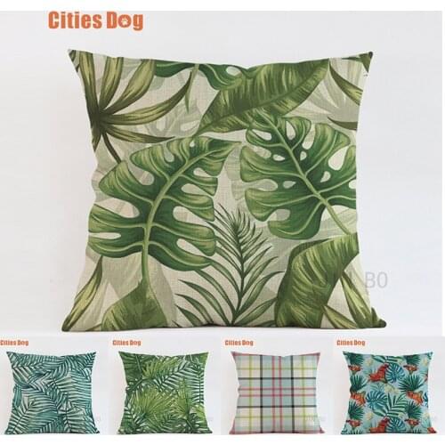 Geometry Tropical Plants Pattern Cotton Linen waterproof Pillow Cushion cover Decorative Home Decor High Quality Pillow cover