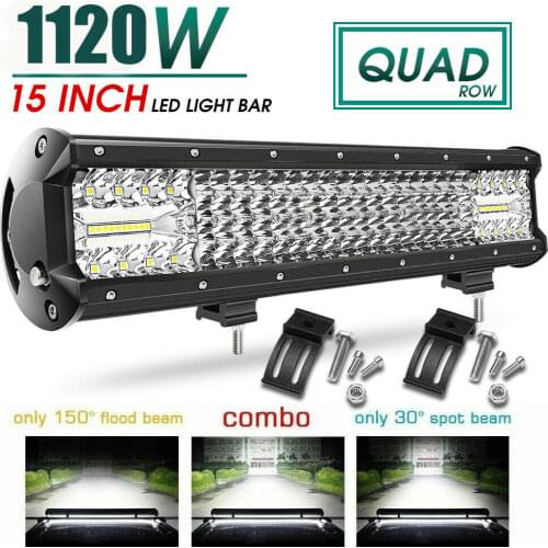 HAOLIDE QUAD Row 14Inch 1000W LED Light Bar Flood Spot Offroad Car Truck Driving Lamp Work Light