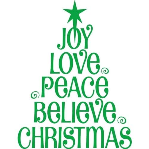 Joy Love Peace Believe Christmas Tree Vinyl Wall Decal / Sticker Wall Stickers For Kids Room Baby Festival Wall Decals D773