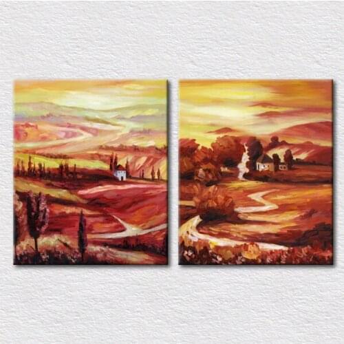 Handmade impression landscape picture printed on canvas 2pcs set modern art picture for living room wall decor art
