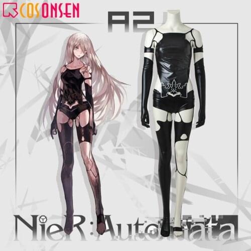 Game NieR Automata A2 YoRHa No. 2 Type A A2 Cosplay Costume Black Leather Sexy Suit COSPLAYONSEN Custom Made