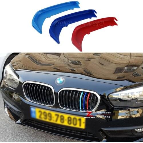 M Styling Car Front Grille Motorsport Strips grill Cover Sticker For 2015-2018 BMW 1 series F20 F21 116i 118i 120i (11 grilles)