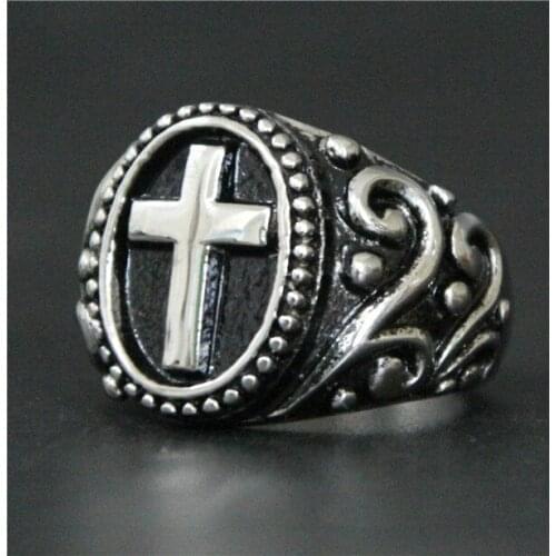 Fashion Cool Hot Cross Ring 316L Stainless Steel Mens Ring Band Party New Fashion Black Rings