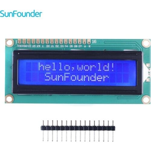 SunFounder LCD1602 Module with 3.3V Backlight for Arduino Uno R3 Mega2560 Raspberry Pi 16*2 Character White on Blue Background