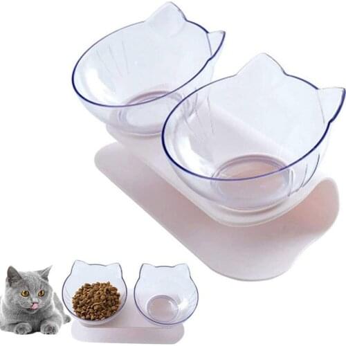 Non-slip Cat Bowls Double Bowls With Raised Stand Pet Food And Water Bowls For Cats Dogs Feeders Reduce Neck Pain Pet Supplies