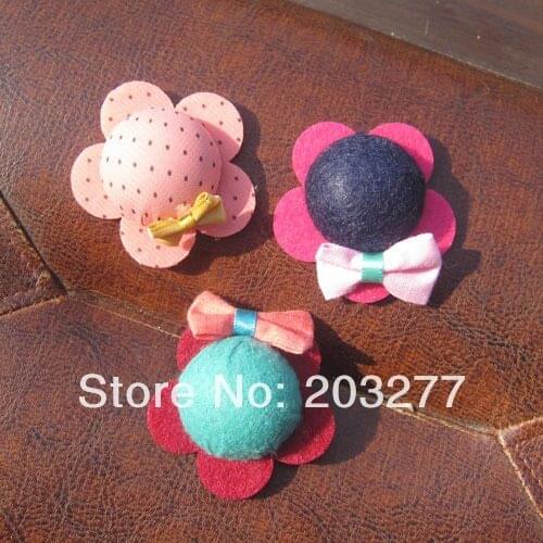 Newest design 50pcs/lot felt flower felt hair accessory can mixed color order
