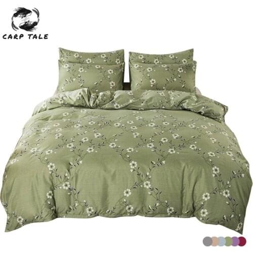 Pastoral Floral Print Duvet Cover Queen Simple Bedding Set Single Double King 220x240 Green Bed Linens Quilt Covers Bedclothes