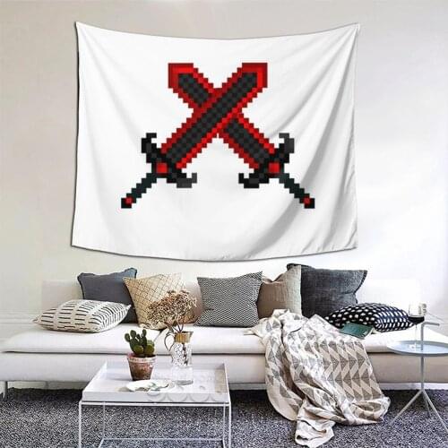Crossing Swords Tapestry Tubbo Meme Tapestry Wall Bedspread Bohemian Hanging Blankets For Living Room