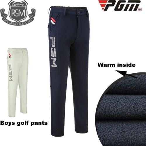 PGM Golf Children Warm Fleece Pants Boys Teenagers Waterproof Trousers Elastic Band Waist Breathable Sports Golf Pants D0745