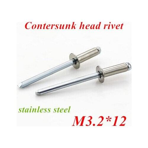 100pcs/lot M3.2*12mm Countersunk POP head rivet Stainless steel