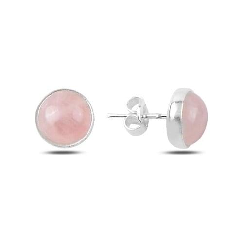 Silverlina Silver Round Pink Quartz Cubic Zirconia Solitaire Earrings