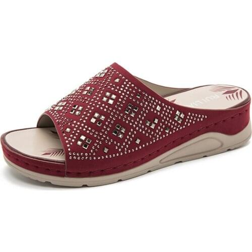 Rhinestone Women Slippers Flip Flops Summer Ladies Crystal Bling Beach Slides Sandals Casual Shoes platform Female Shoes hh303