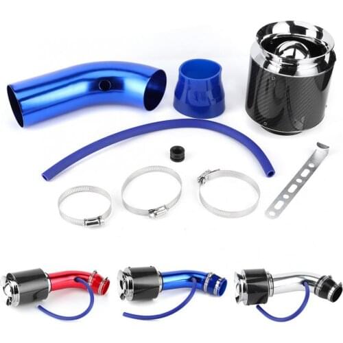 Carbon Fiber Style Car Cold Air Intake Filter Aluminum Pipe Kit 76mm/3in Universal Kit Car Modified Accessory