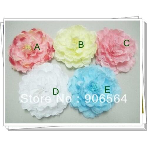 5 Color Assorted 4.8"Nice Peony Flower Hairclips Very Nice Gril Millinery DIY Hair Accessories Charming Flower Brooches DIYC020