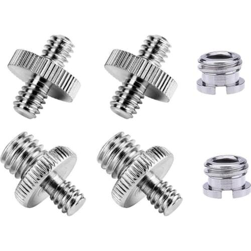 Camera Screw Bolts Replacement Pack 1/4 Male to 1/4 Male Double Stud+ 3/8 Male to 1/4 Male Screw+ 1/4" to 3/8" Convert Screw