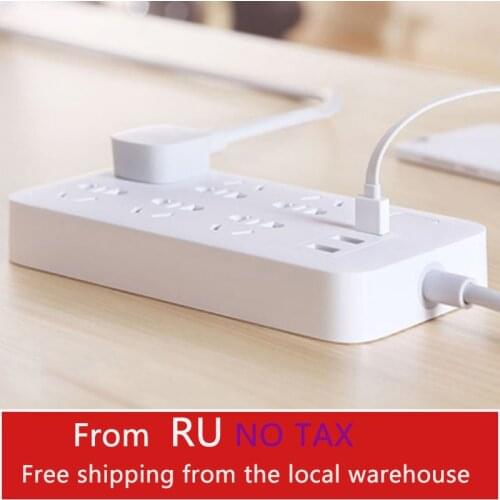 100% Original Xiaomi Mijia Patch Panel 6 Bits Power Strip 2A Fast Charging 3 USB Extension Socket Plug 6 Standard Sockets