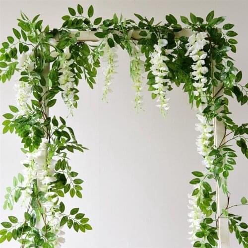 4PCS Artificial Flower Vine 1.7m Flower String Artificial Wisteria Vine Garland Plants FoliageHanging Wall Decor