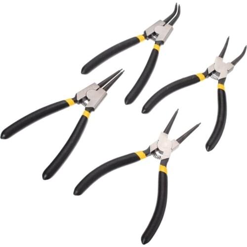 4PCS 6 inch Circlip Snap Ring Pliers Internal External Straight Curved Retain Hand Tools Carbon Steel For Electrical Working