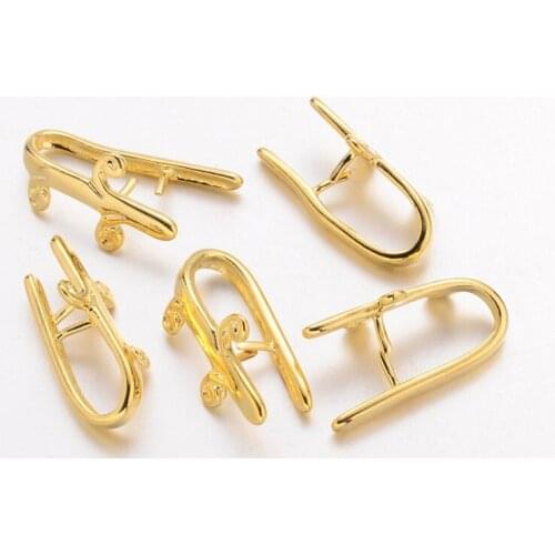 5pcs Brass Pinch Bails Ice Pick Pendant Charm Connector Links for Jewelry Making DIY Accessories Fingings 18x10mm