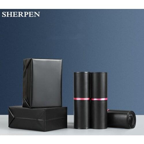 SHERPEN 50pcs Matte Black Plastic Poly Shipping Bag Waterproof Bag Self-Seal PE Material Envelope Mailer Postal Mailing Pack Bag
