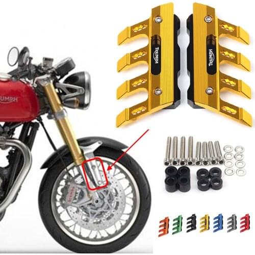 With Logo For Triumph THRUXTON R Motorcycle CNC Accessories Mudguard Side Protection Block Front Fender Anti-Fall Slider