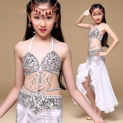 Children Belly Dance Costume Set Stage Performance Belly Dancing Clothes forgirls Oriental dance Skirts OutfitKids braskirt belt