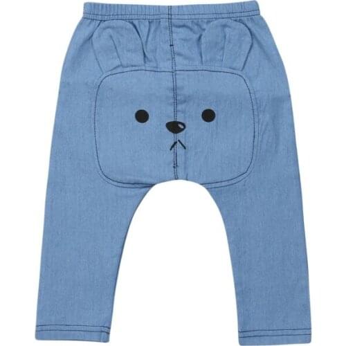 Newborn Baby Boy Girls Harem Denim Pants Kids Cute Bear Long Trousers Bottoms Autumn Casual Lovely Gifts Children Clothes New