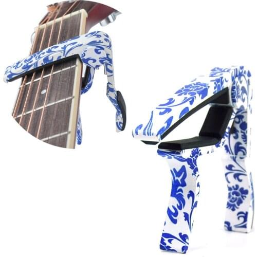 Guitar Capo Quick Change for 6-String Guitars Blue and White Chinese Pattern
