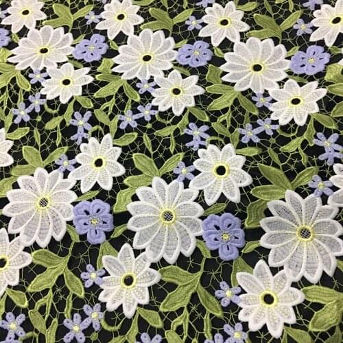 GLace 1Y/Lot flower cotton line patchwork mesh fabric for dress embroidery lace accessories cloth decoration TX1097