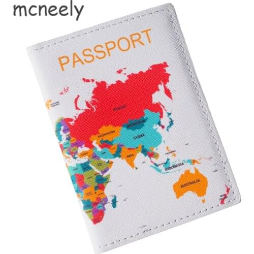 World Map Travel Passport Holder ID Card Passport Cover Leather Men/Women Bank Credit Card Holder Ticket Folder 1PC