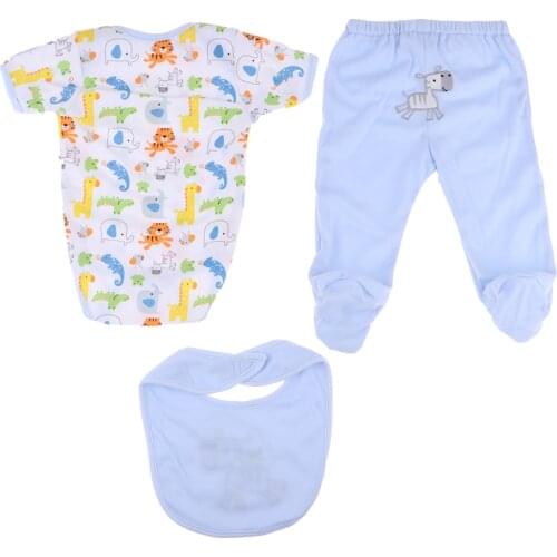 Lovely Reborn Clothing Set Cartoon Printed Rompers Trousers Pants & Bibs For 20inch Newborn Infant Baby Doll Accessories