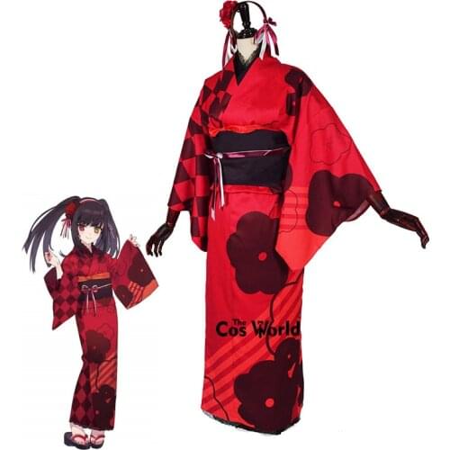 DATE A LIVE Tokisaki Kurumi Summer Festival Yukata Kimono Dress Outfit Anime Cosplay Costumes