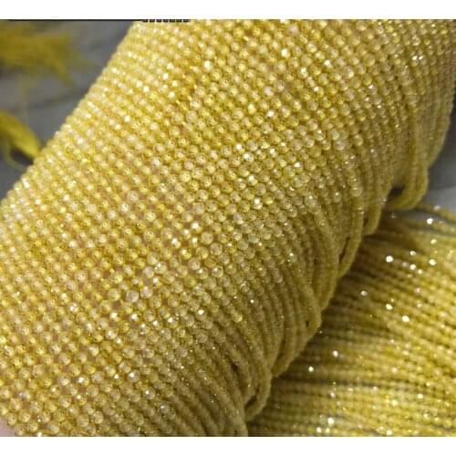 Lemon yellow zircon round faceted 2/3/4mm 14" for DIY jewelry making loose beads FPPJ wholesale beads nature gem stone coral