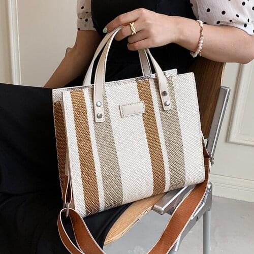 Stripe Small Shopper Crossbody Shoulder Bags for Women 2021 New Arrival Designer Trends Female Casual Shopping Handbags Totes