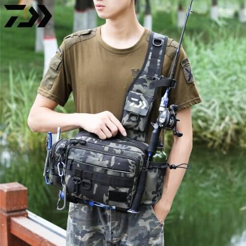 Multifunctional Tactical Fishing Tackle Bag Mens Waterproof Shoulder Crossbody Waist Pack Travel Sport Camping Multi-Purpose