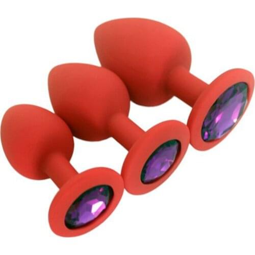 3PCS Large Medium Small in Set Silicone Anal Plug Unisex Plated Jeweled Sex Stopper Adult Toys for Men and Women Anal Trainer