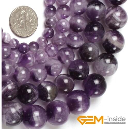 Natural Gem Stones Purple Dream Lace Amethysts Round Stone Loose Beads For Jewelry Making Strand 15 Inches DIY Wholesale
