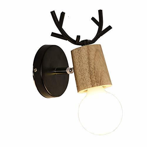 AC110-240V Vintage Antlers Wall Sconces Wooden Base Metal Wall Lights Indoor E27 Led Wall Lamp for Living Room Bedrooms Bedside