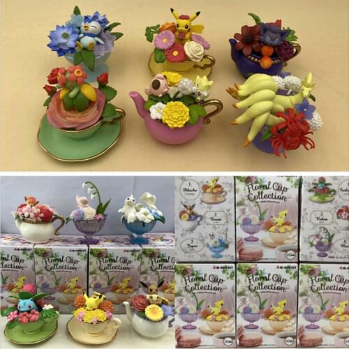New Pokemon Action Figures Pikachu Ivysaur Model Toys Ornaments Anime Pocket Monsters Floral Cup Collection Dolls Gift Random 1