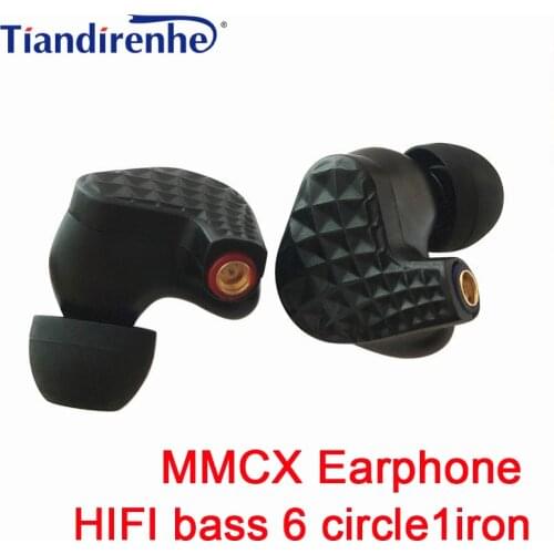 New Hybrid Earphone Stereo 6BA+1BA MMCX HIFI Earbuds Custom Made MMCX Headphones DJ Monitor Headset